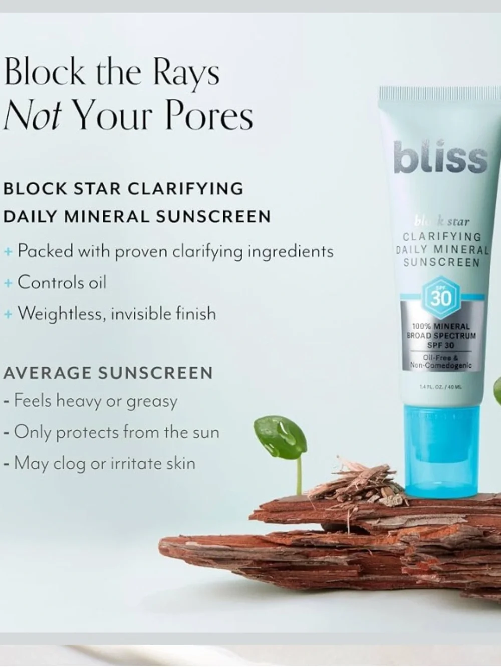 Bliss Clarifying Daily Mineral Sunscreen SPF 30 - Aqua and White